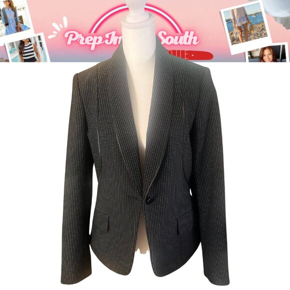 Karl Lagerfeld PARIS Black w/ White Dot Blazer w/ Zipper Trim 6 -GORGEOUS - Picture 3 of 15